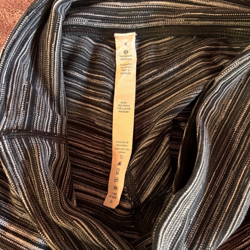 Lululemon Wunder Under Crop High Rise Leggings Space Dye Black Grey White Size 4 - Picture 4 of 5